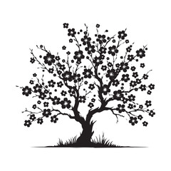Cherry Blossom Tree silhouette crafted for elegant graphic design projects - Cherry Blossom tree illustration - Cherry Blossom tree vector - Cherry Blossom silhouette
