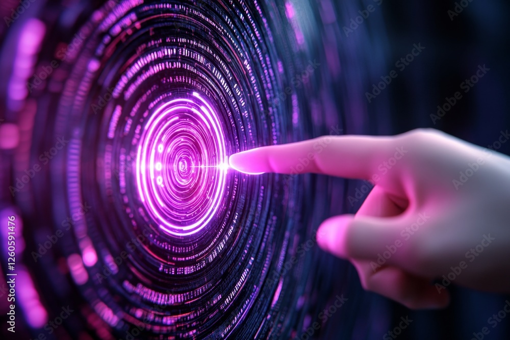 Poster a 3d-rendered futuristic research lab where digital surveys are analyzed on floating holographic dis