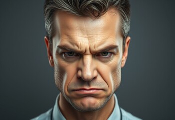 Fototapeta premium Angry male portrait with a scowl