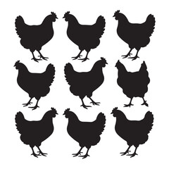 set of chicken silhouettes