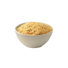 Fresh Cooked Noodles in a White Bowl on a Plain Background