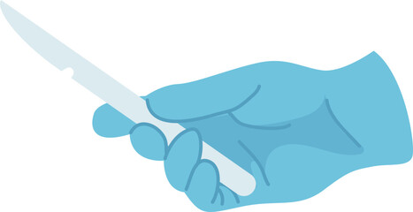 doctor's hand with blue gloves hold a medical tools