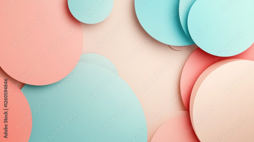 Poster pastel circles abstract background with soft colors and geometric shapes