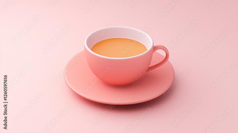 Poster a delightful cup of steaming coffee rests on a soft pink plate against a pastel backdrop. this invit