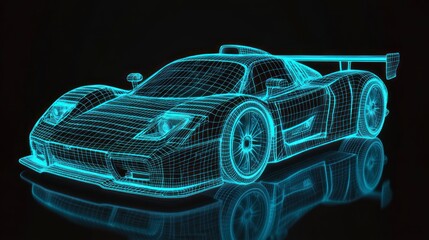 Digital Racing Car Wireframe