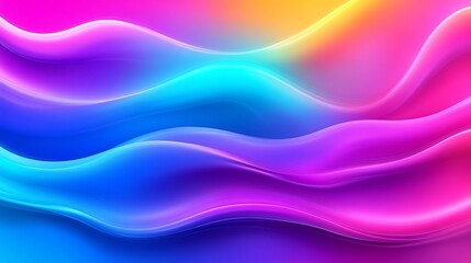 Fototapeta premium Vibrant flowing abstract waves glow with bright neon hues. AI Generated
