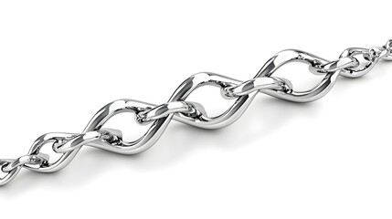 Obraz premium A close-up of a shiny silver chain showcasing intertwined links, emphasizing the intricate design and polished finish.