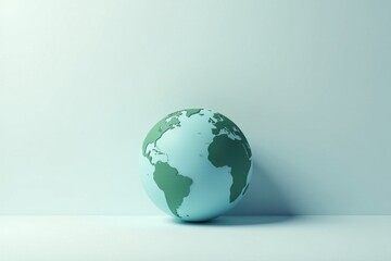 Fototapeta premium A serene pastel globe model rests on a minimalist surface, representing global interconnectedness and environmental consciousness