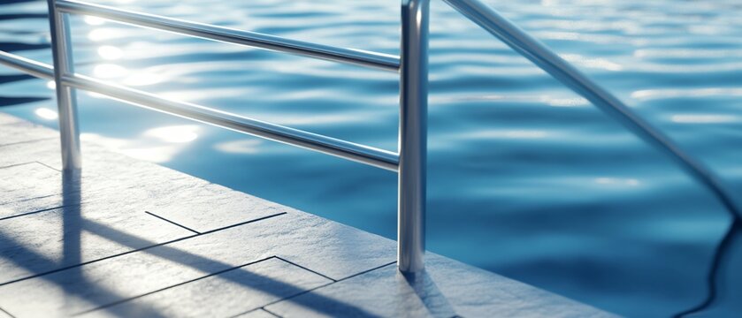 Close-Up of Safety Railing at Swimming Pool