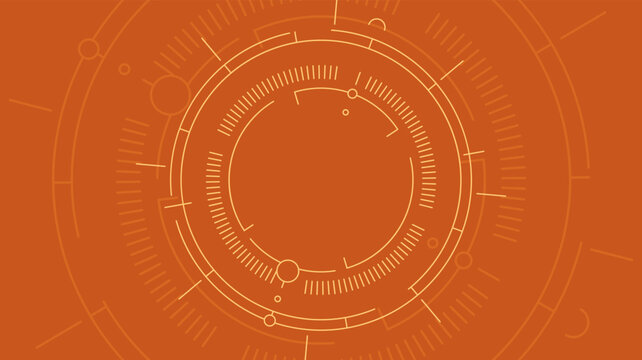 Orange tech background. Geometric background showcases a series of intricate circular designs. Perfect for technology-related projects and digital marketing.