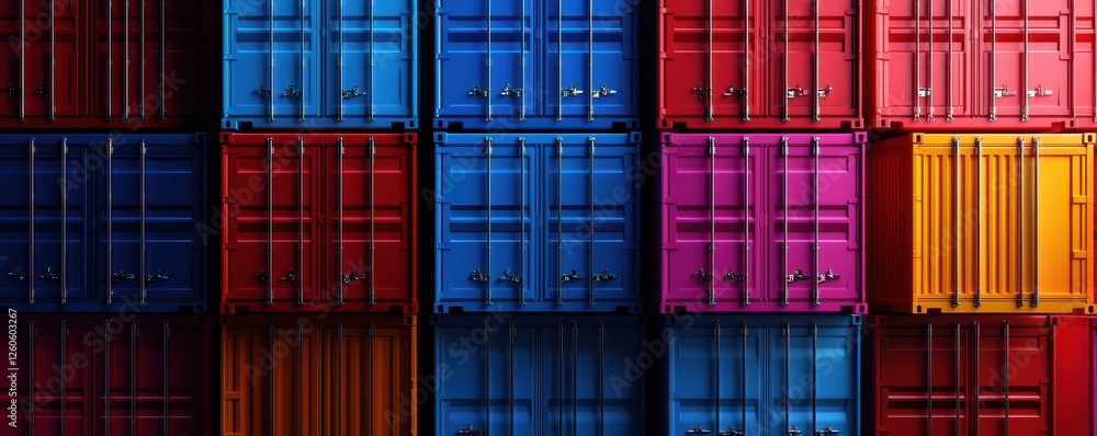 Aufkleber a vibrant arrangement of shipping containers in various colors, emphasizing geometric patterns and i