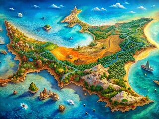 Fototapeta premium Cyprus Aerial Mosaic Map: Stunning Drone View of Island's Diverse Landscapes