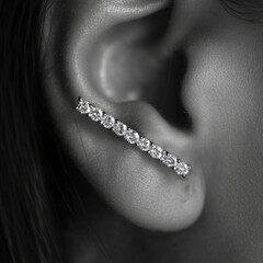 Elegant diamond-studded ear cuff highlighting intricate jewelry design
