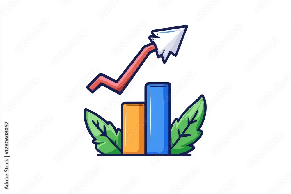 Poster a clean minimalist icon of a bar graph with an upward trend, symbolizing statistical growth