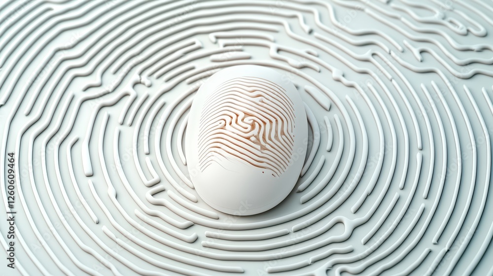 Aufkleber abstract design featuring an egg-shaped object placed on a wavy, textured white surface with lines