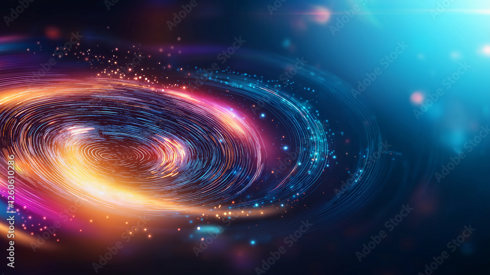 Poster vibrant abstract background featuring swirling colors and digital patterns, evoking sense of motion 