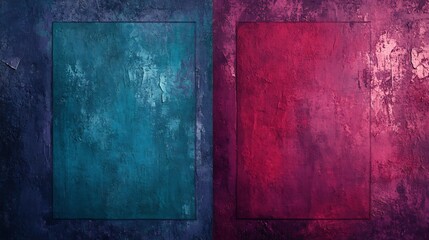 Vibrant teal and crimson textured backgrounds contrast beautifully creating a dynamic visual aesthetic. AI Generated