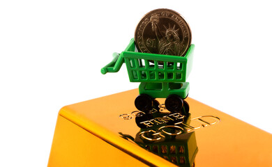 $1 coin and 999 gold bar