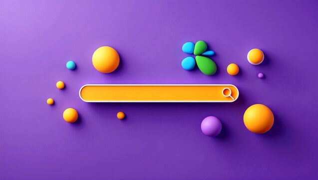 Minimalist 3d search bar on vibrant purple background