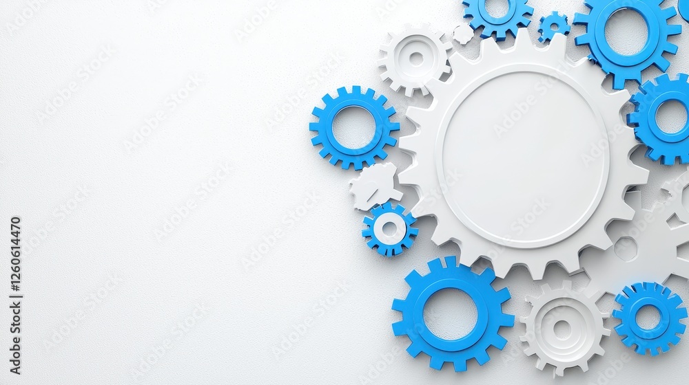 Aufkleber innovative background design with colorful gears and circular space for text or graphics