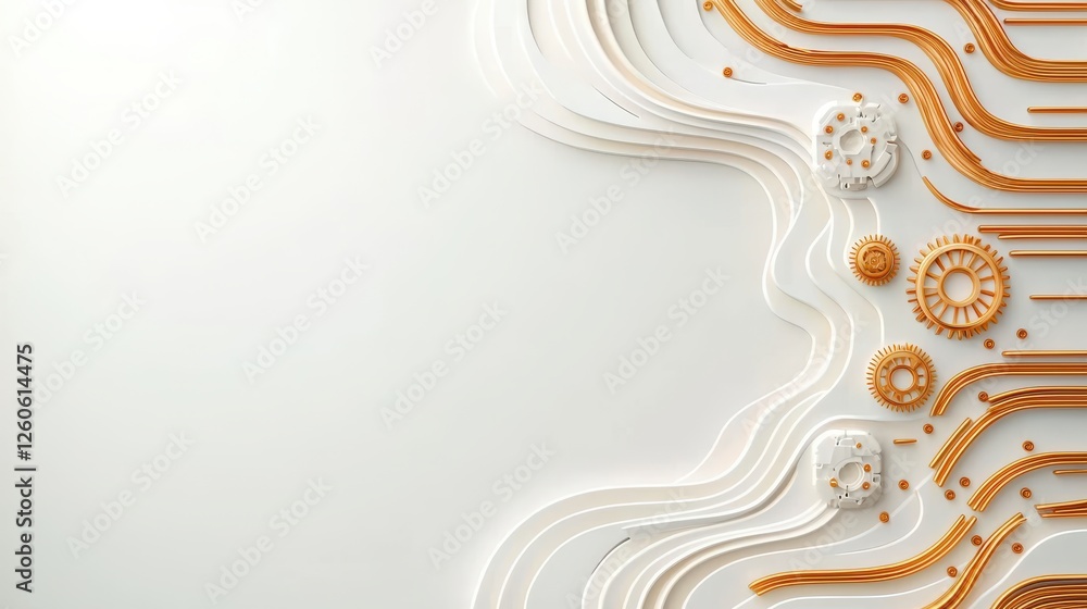 Poster abstract modern background with flowing lines and geometric elements in white and orange tones