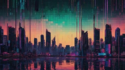 Unusual background with unique textures, vibrant and extraordinary colors, gradients, and light reflections, creating a sense of depth, glow, and multi-layered composition.