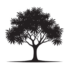 Obraz premium Dynamic Mango Tree silhouette with expert detailing and bold contrast - Mango tree illustration - Mango tree vector - Mango silhouette 
