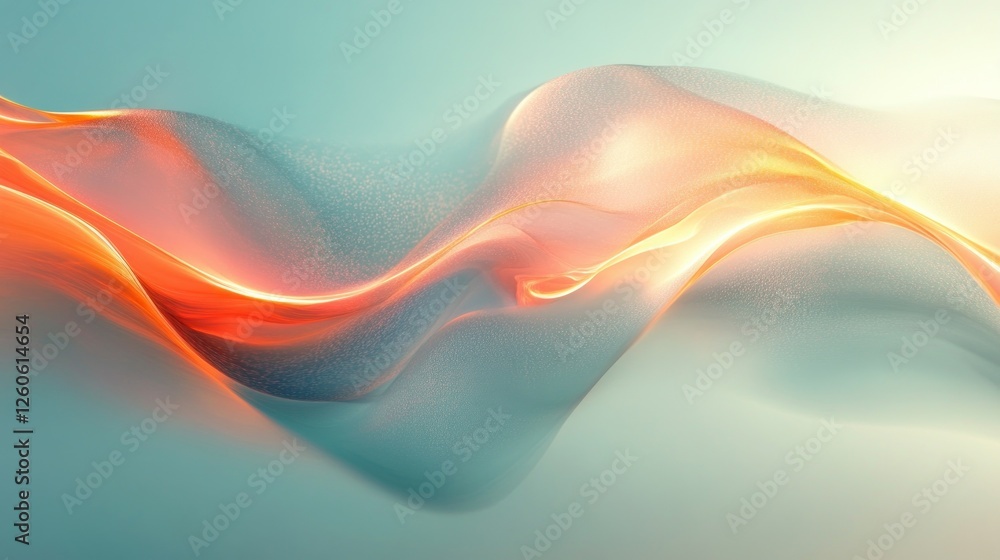 Poster abstract light orange wave on gradient blue background design element