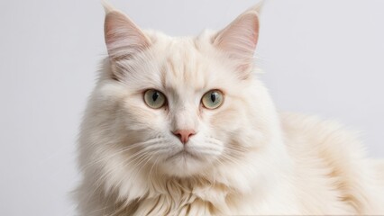 Fototapeta premium Portrait of Cream british longhair cat on grey background