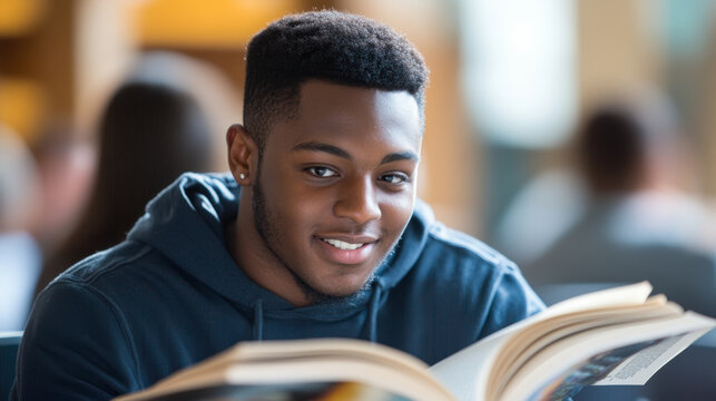 Engaging young reader library study room portrait photography bright atmosphere close-up joy of learning