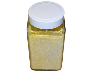 Maize flour in a glass container