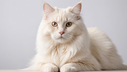 Fototapeta premium Portrait of Cream british longhair cat on grey background