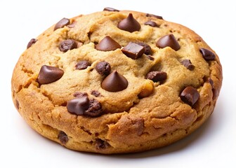 Delicious Homemade Chocolate Chip Cookies Isolated on White Background - Perfect for Baking Recipes and Food Blogs