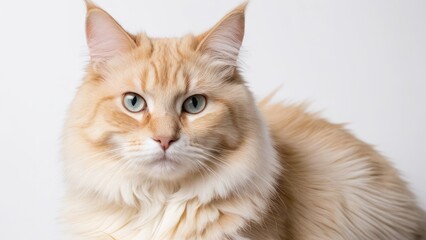 Fototapeta premium Portrait of Cream british longhair cat on grey background