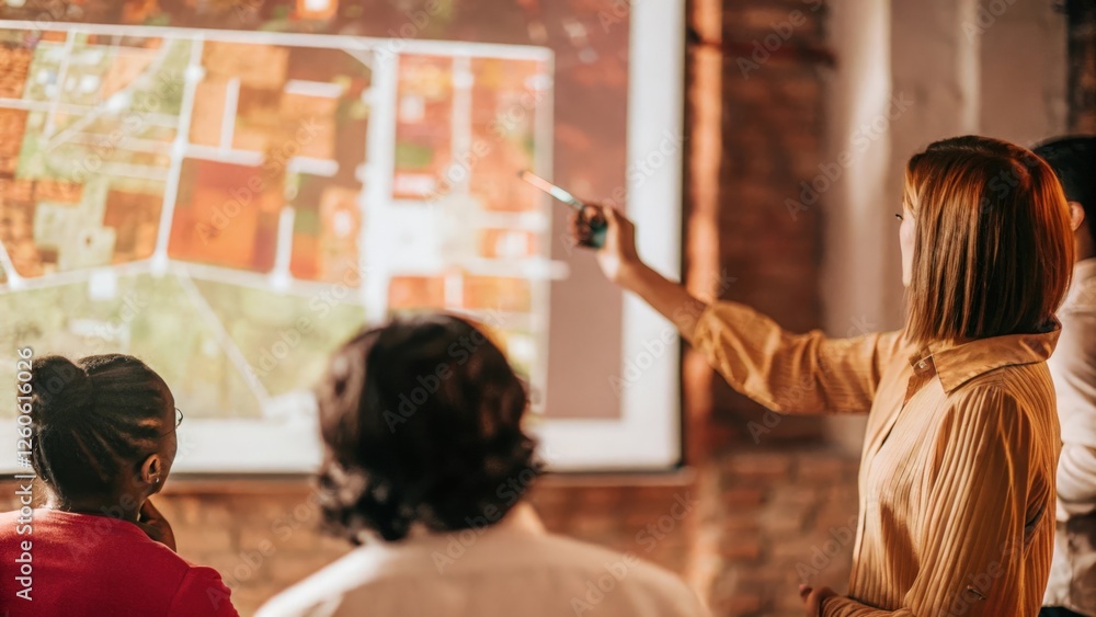 Aufkleber the image captures a discussion as one participant creates a vibrant visual map using holographic te