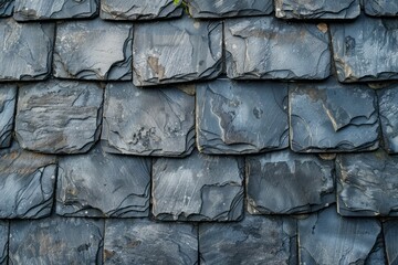 Image of Black slate roof or wall pattern. Texture for background usage