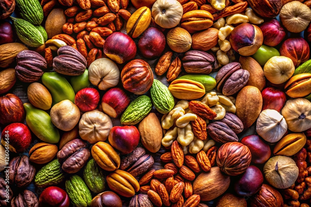 Poster delicious nocci nuts: close-up shot emphasizing texture and color