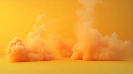 Illuminated Orange Smoke on Yellow Background