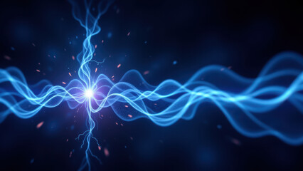 Fototapeta premium Vagus Nerve Stimulation - Electromagnetic energy pulses flowing from a central point.