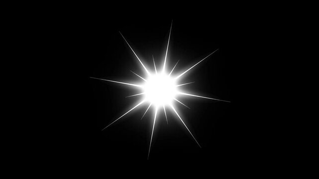 Twinkling star motion graphics with black background. Glow twinkle movement timeline, energy explosion video. 4k