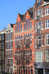 Fototapeta premium Amsterdam Prinsengracht Red Brick House Facade, Netherlands.