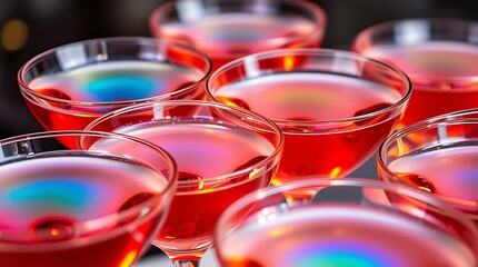 Colorful cocktails close up