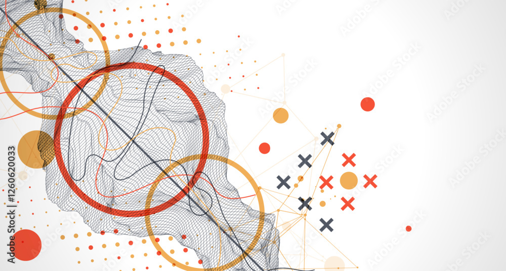 Poster trendy abstract wireframe background. modern science or technology art elements. surface illustratio