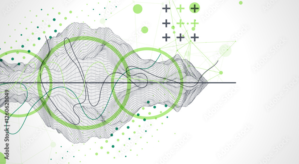 Aufkleber Trendy abstract wireframe background. Modern science or technology art elements. Surface illustration.
