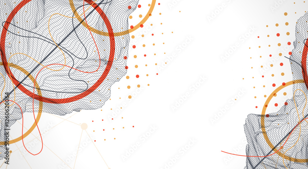 Poster trendy abstract wireframe background. modern science or technology art elements. surface illustratio