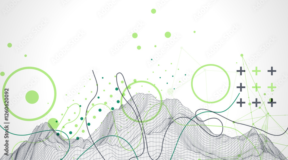 Poster trendy abstract wireframe background. modern science or technology art elements. surface illustratio