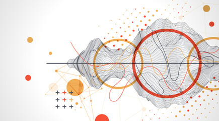 Fototapeta premium Trendy abstract wireframe background. Modern science or technology art elements. Surface illustration.