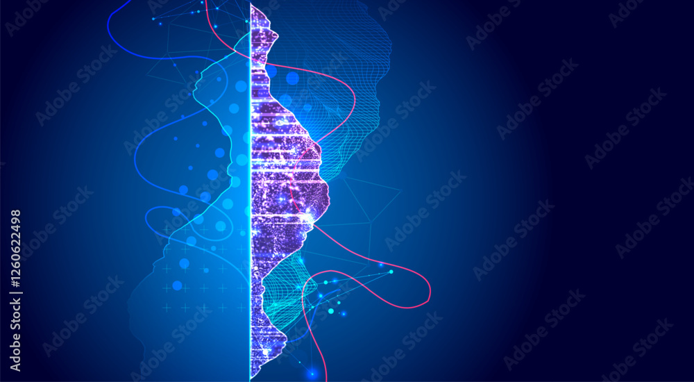 Poster Big Data. Abstract digital futuristic vector illustration on technology background. Data mining and management concept.
