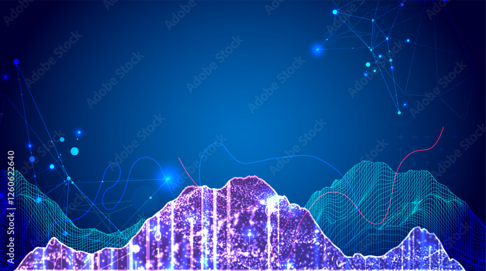 Poster Big Data. Abstract digital futuristic vector illustration on technology background. Data mining and management concept.