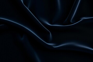 Obraz premium Bright satin elegant fabric of rich black shade with soft folds. Smooth texture and silky shine. For backgrounds, textile designs and decorative elements